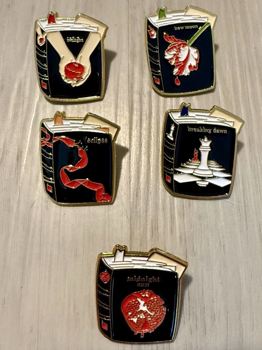 New Lot of 5 Enamel Pins The Twilight Saga Books Vampires Goth Whimsigoth Y2K